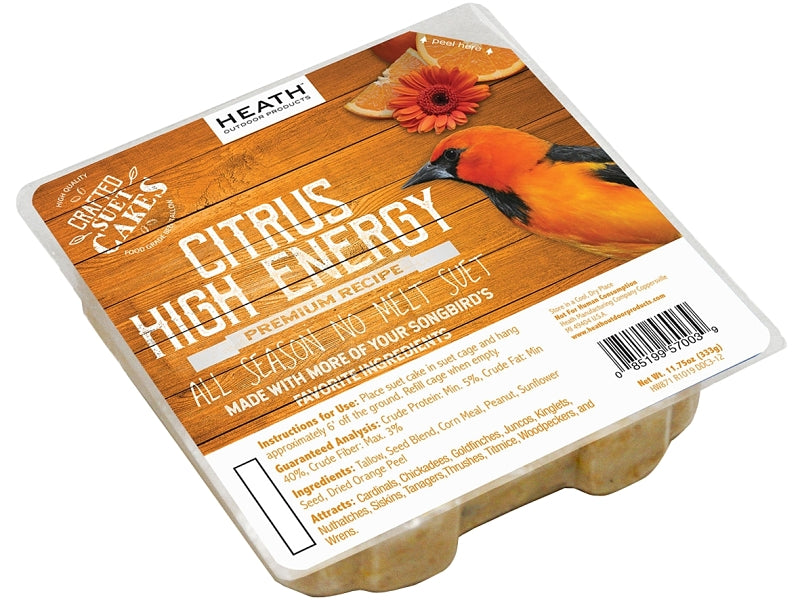 Heath DDC3-12 Wild Bird Seed, Crafted Suet, Cake, 11.75 oz, Pack, 12/PK