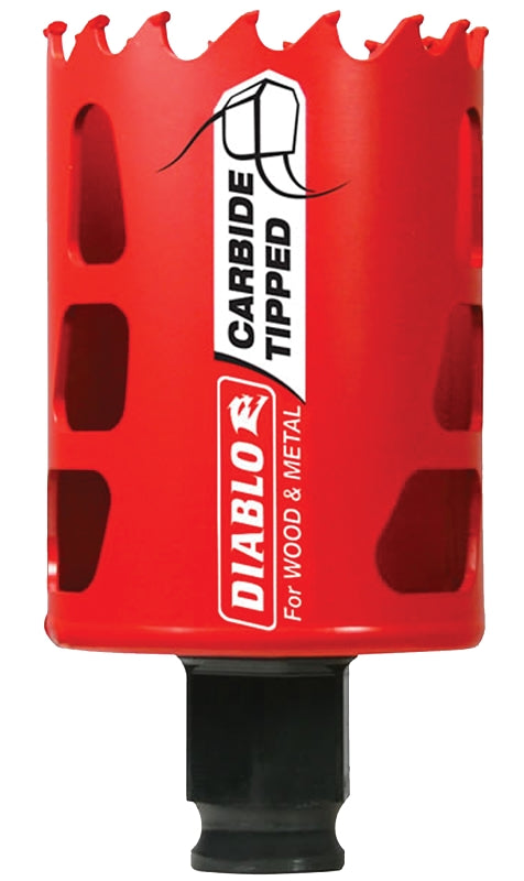 Diablo DHS1875CT GP Hole Saw, 1-7/8 in Dia, 2-3/8 in D Cutting, 3/8 in Arbor, Carbide Cutting Edge