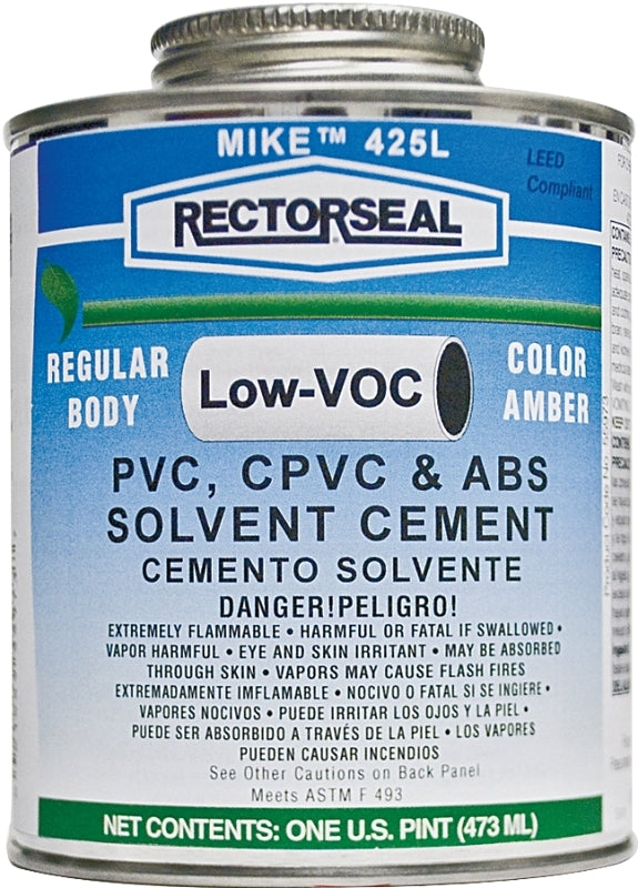 Rectorseal 55973 Solvent Cement, 1 pt, Can, Liquid, Amber