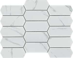 Emser Tile Elegan Series W95ELEGCA1013MTKM Porcelain Mosaic Tile, 14 in L Tile, 10 in W Tile, Pressed Edge, Calacata