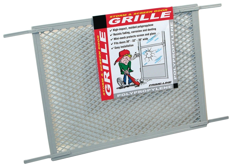 Make-2-Fit PL 15515 Series Hinged Screen Door Grill, Gray, 34-1/2 in W, 20 in H, Plastic