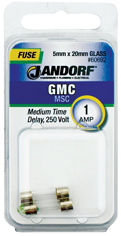 Jandorf 60692 Time Delay Fuse, 1 A, 250 V, 35 A, 10 kA Interrupt, Glass Body