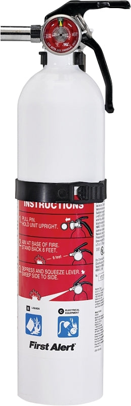 First Alert REC5 Rechargeable Fire Extinguisher, 2 lb, Sodium Bicarbonate, 5-B:C Class