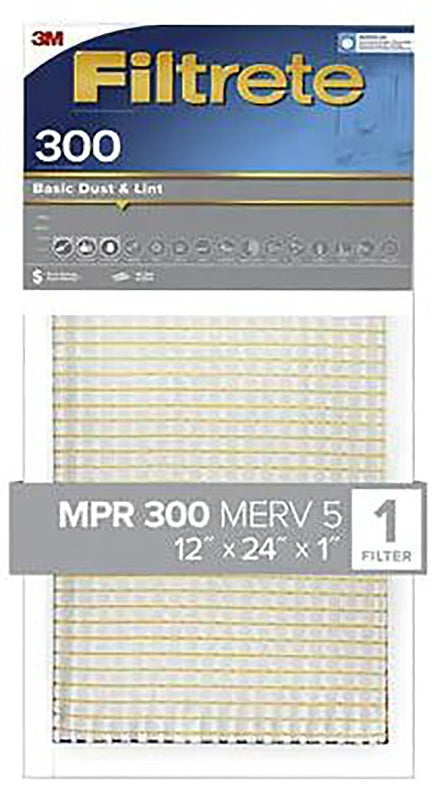 Filtrete BA20-4 Air Filter, 12 in L, 24 in W, 5 MERV, 300 MPR