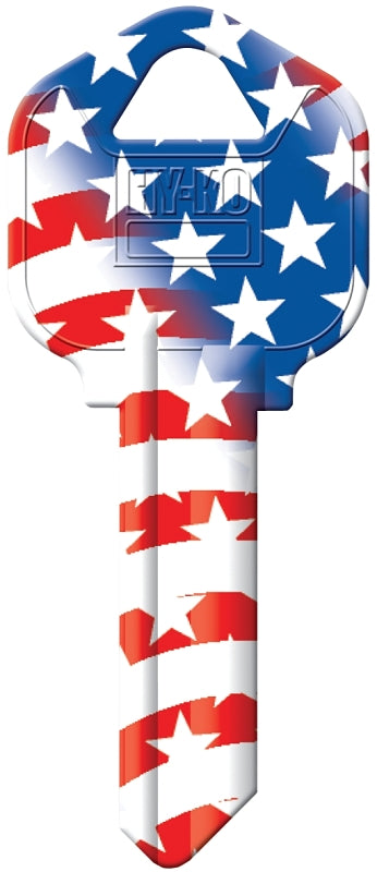 Hy-Ko 16010KW1FLAG Key Blank, Solid Brass, Painted, For: Kwikset KW1, Titan KW10 Keyways