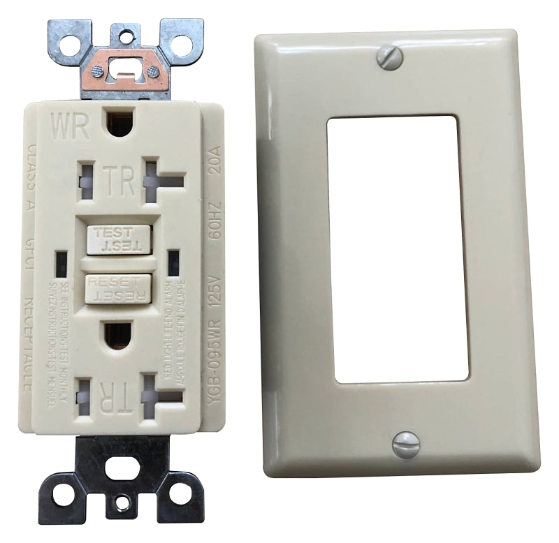 Genmax TRWR20VST GFCI Wall Receptacle, 20 A, Ivory