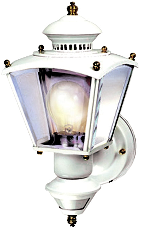 Heath Zenith HZ-4150-WH Motion Activated Decorative Light, 120 V, 100 W, Incandescent Lamp, Glass/Metal Fixture, White