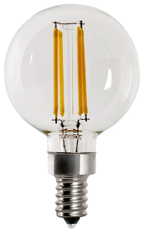 Feit Electric BPG1640950CAFIL/2 LED Light Bulb, Globe, G16 Lamp, E12 Lamp Base, Dimmable, 5000 K Color Temp, 2/PK