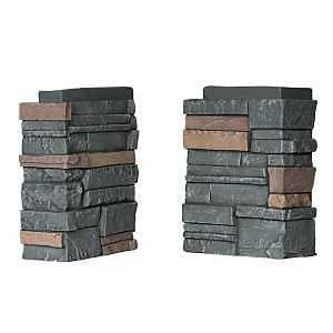 DuraKwik Stone 310YHC Siding Corner, 13 in L, 10 in W, 4 in Thick, Interlocking Edge, Stacked Stone Profile