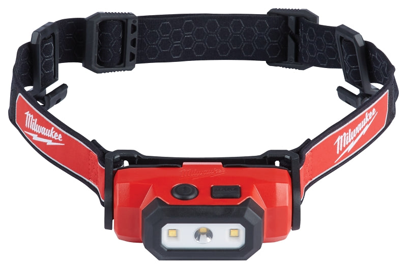 Milwaukee 2111-21 Headlamp, Lithium Battery, LED Lamp, 475 Lumens, 31 hr Run Time, Red
