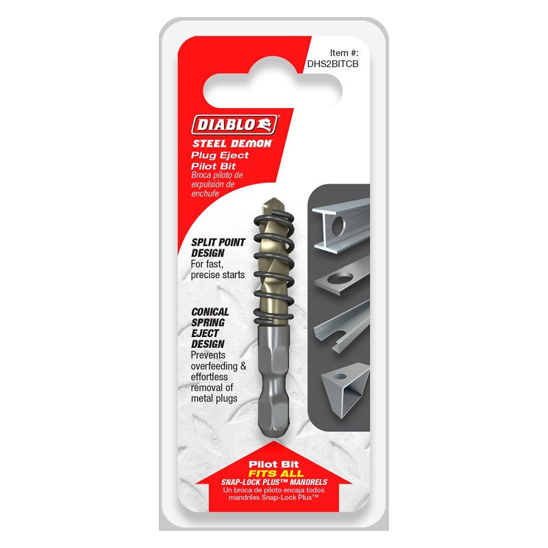 Diablo Steel Demon DHS2BITCB Pilot Drill Bit, 1/4 in Shank, 1/4 in Dia Bit, Hex Shank