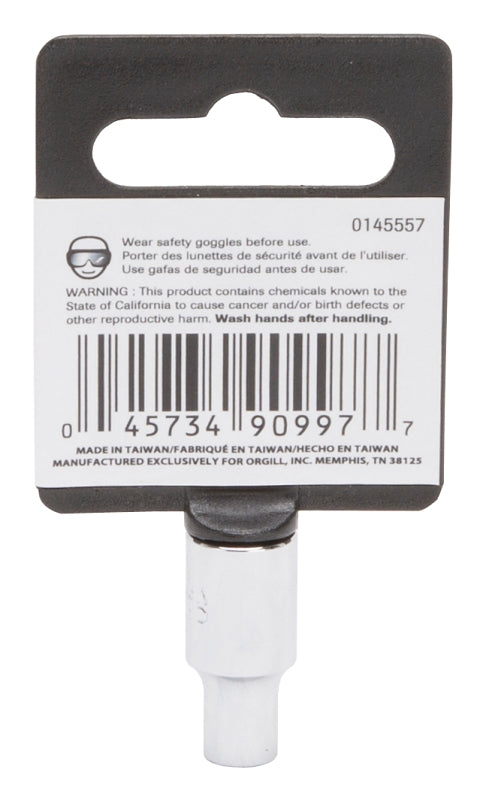 Vulcan MT6481683 Drive Socket, 3/16 in Socket, 1/4 in Drive, 6-Point, Chrome Vanadium Steel, Chrome