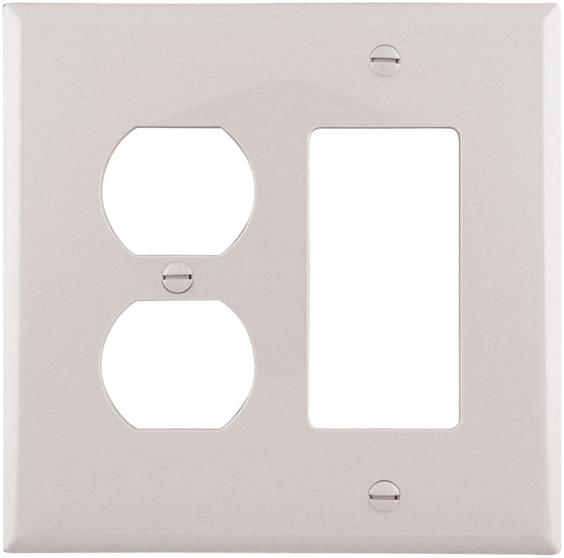 Eaton Wiring Devices PJ826W Combination Wallplate, 4-7/8 in L, 4-15/16 in W, 2 -Gang, Polycarbonate, White