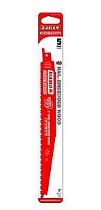 Diablo DS0912BW5C Reciprocating Saw Blade, 1 in W, 9 in L, 6/12 TPI, Bi-Metal Cutting Edge