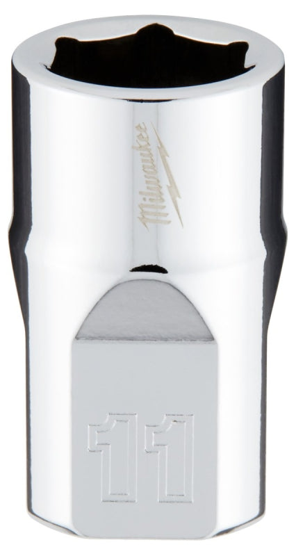 Milwaukee 45-34-9081 Socket, 11 mm Socket, 3/8 in Drive, 6-Point, Chrome Vanadium Steel, Chrome