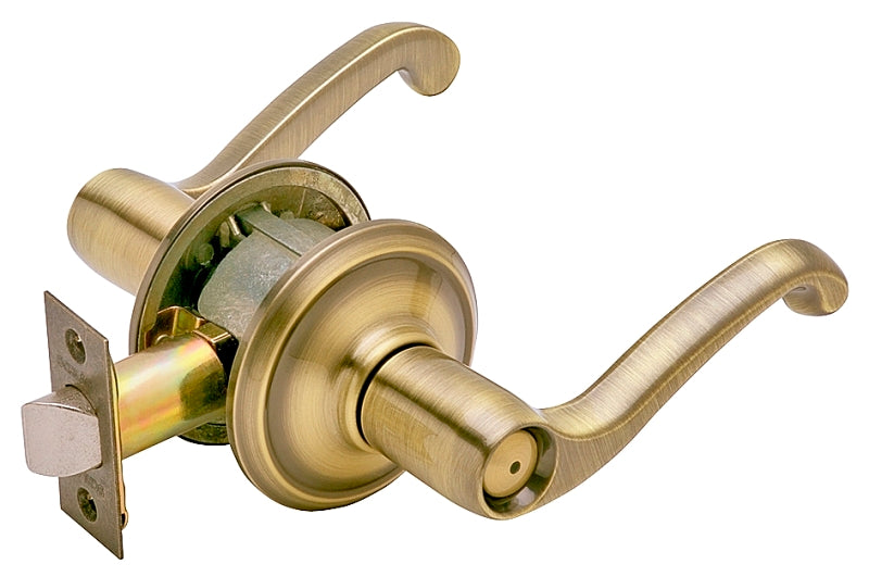Schlage F Series F40 FLA 609 Privacy Lever, Mechanical Lock, Antique Brass, Metal, Residential, 2 Grade
