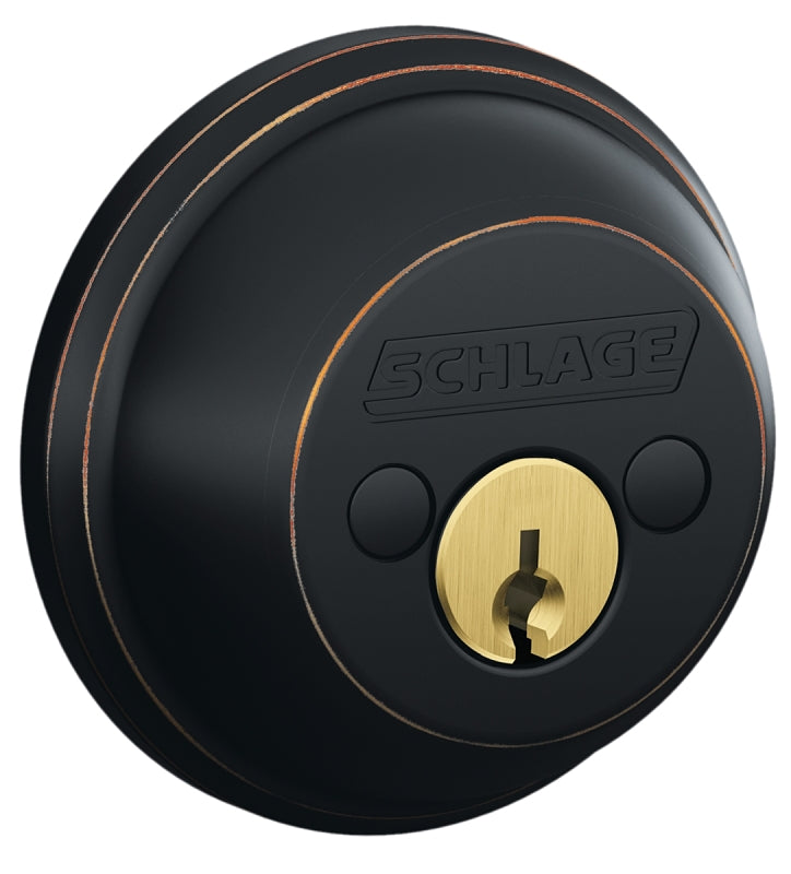 Schlage B62N716 Deadbolt, 1 Grade, SC1 Key, Metal, Aged Bronze, 2-3/8, 2-3/4 in Backset, C Keyway