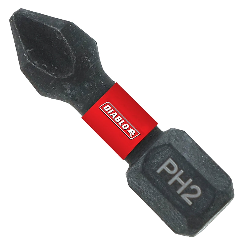 Diablo DPH21P100 Screwdriver Insert Bit, #2 Drive, Phillips Drive, 1 in L, 100/PK