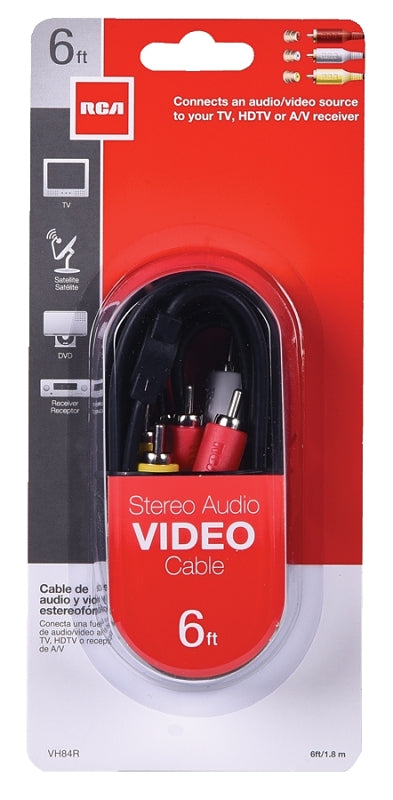 RCA VH84R Dubbing Cable, Black Sheath, 6 ft L