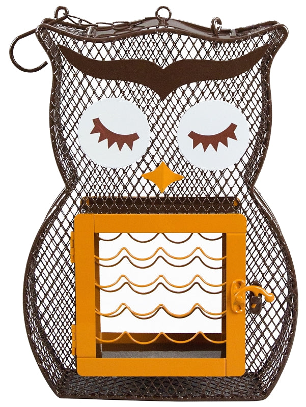 Heath 21703 Suet and Seed Bird Feeder, Whimsical Owl, Brown/Orange