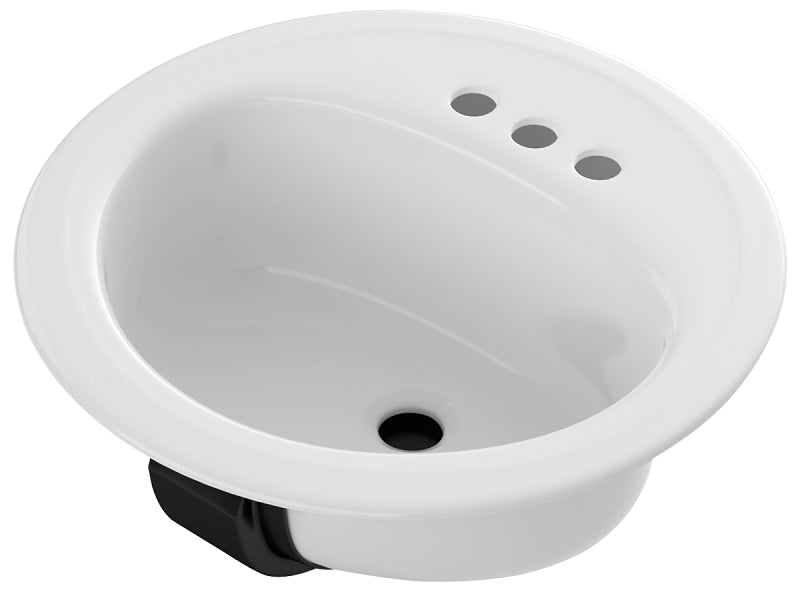 Bootz Laurel Series 021-2435-00 Lavatory Sink, Round Basin, 3-Deck Hole, 19 in OAW, 19 in OAH, 7-13/16 in OAD, Steel