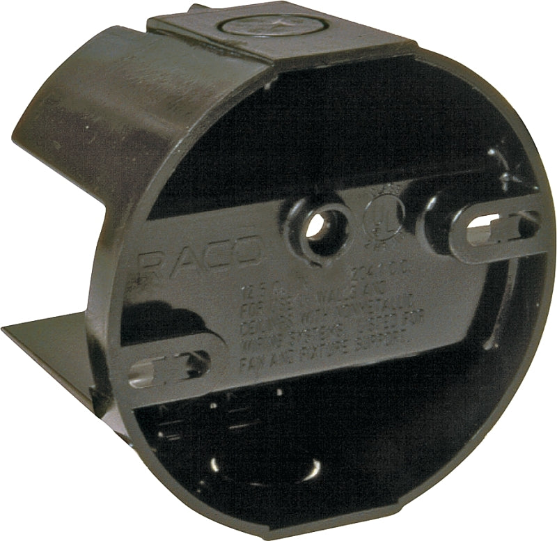 Raco 7120 Ceiling Box, 4 in W, 1-1/2 in D, 4 in H, Polycarbonate, Black