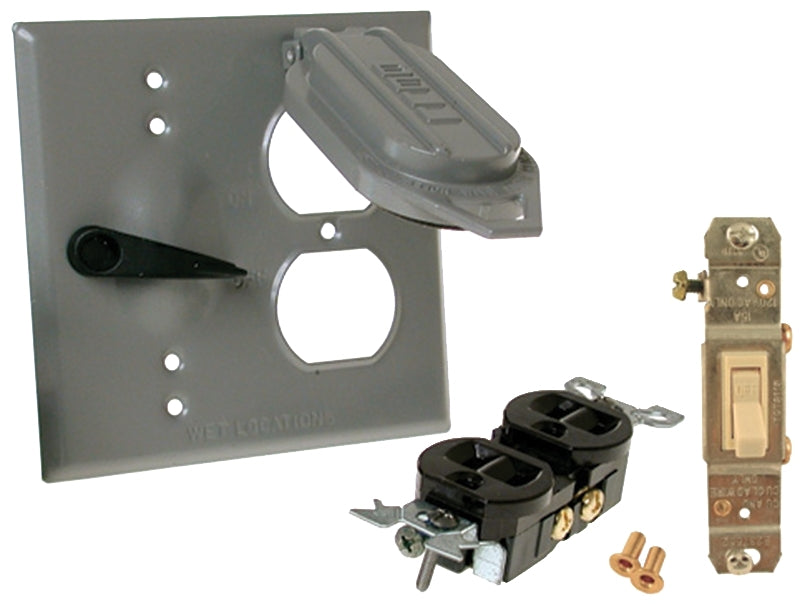 Hubbell 5166-0 Switch Cover, Aluminum, Gray, Powder-Coated, 8/PK