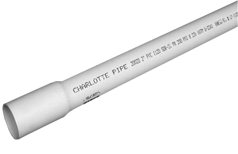 Charlotte Pipe PVC 23155B 0800 Pipe, 1/2 in, 20 ft L, SDR 13.5 Schedule, PVC