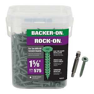 Backer-On Rock-On 23515 Cement Board Screw, #9 Thread, 1-5/8 in L, Hi-Lo Thread, Serrated Head, Star Drive, Sharp Point