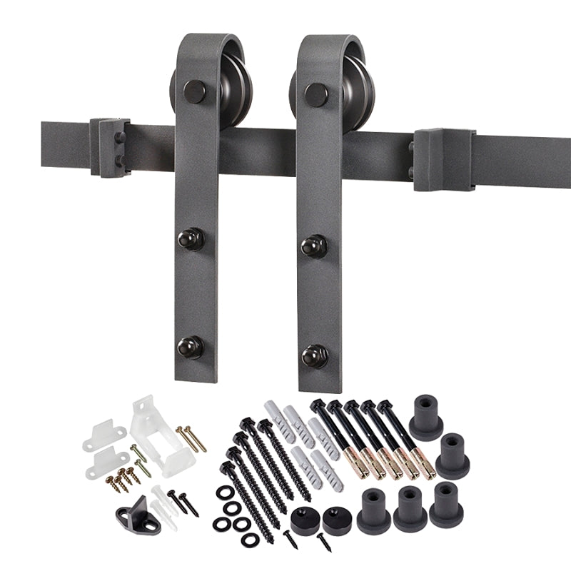 Renin BD102K-07800-MB Bent Strap Barn Door Hardware Kit, 78-3/4 in L Track, Steel, Matte, Wall, For: Barn Door