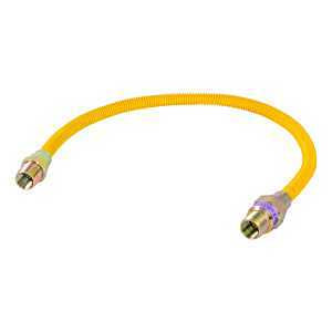 Eastman 10YE50V024B Gas Connector, 3/8 x 1/2 in, FIP x MIP, Stainless Steel, Epoxy-Coated, 24 in L, 3/8 in OD