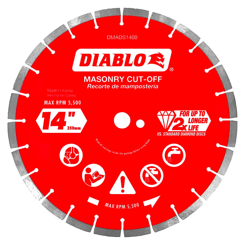 Diablo DMADS1400 Saw Blade, 14 in Dia, Segmented Rim, 1/PK