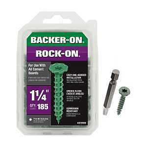 Backer-On Rock-On 23500 Cement Board Screw, #9 Thread, 1-1/4 in L, Hi-Lo Thread, Serrated Head, Star Drive, Sharp Point