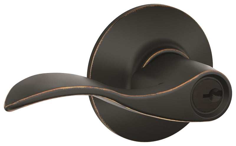 Schlage Accent Series F51A V ACC 716 Entry Lever, Mechanical Lock, Aged Bronze, Metal, Residential, 2 Grade