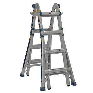 Werner MT-18IAA Multi-Position Ladder, 18 ft Max Reach H, 16-Step, 375 lb, Type IAA Duty Rating, 1.1 in D Step