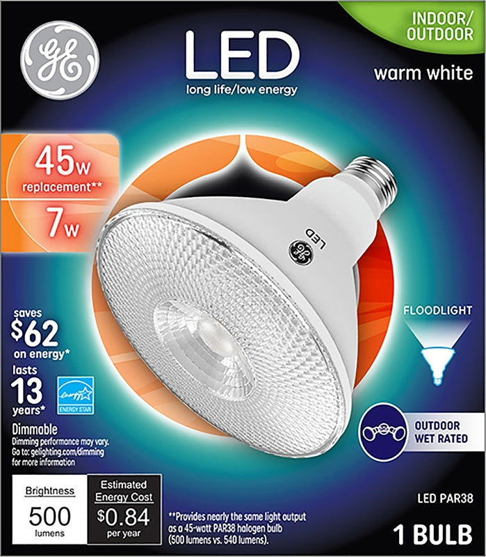 GE 38461 LED Bulb, Flood/Spotlight, PAR38 Lamp, E26 Lamp Base, Dimmable