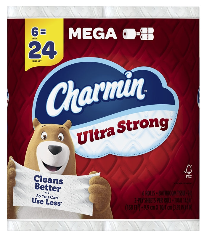 Charmin Ultra Strong 04176 Bathroom Tissue, 2-Ply, Paper, 6 PK