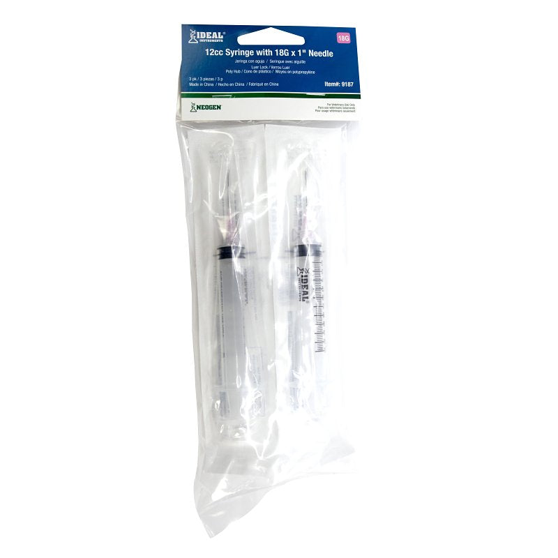 Ideal 9187 Syringe with Needle, 12 cc Capacity
