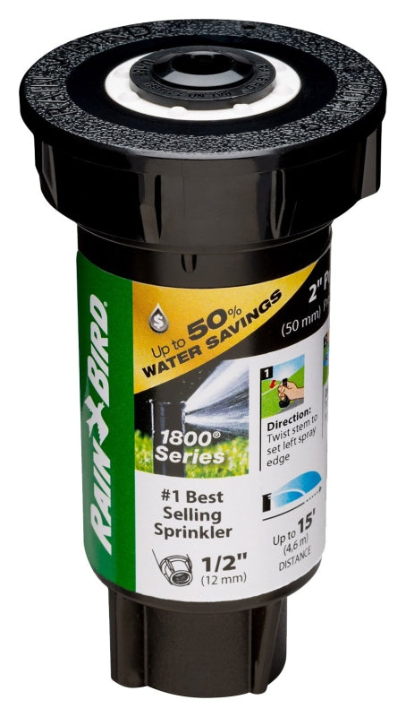 Rain Bird 1800 PRS 1802FDSPRS Pressure Regulating Pop-Up Sprinkler, 1/2 in Connection, FNPT, 2 in H Pop-Up, Plastic