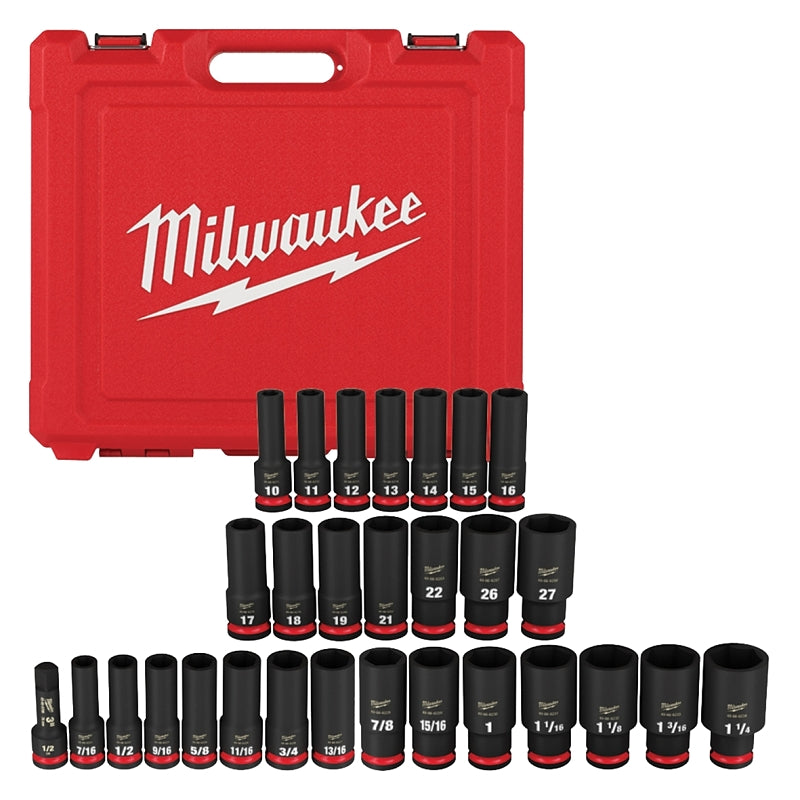Milwaukee SHOCKWAVE Impact Duty 49-66-7016 Socket Set, Chrome Molybdenum Steel, 1/SET