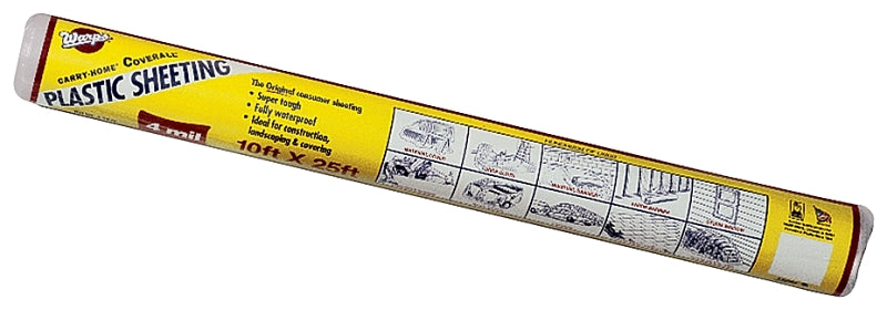 Warp's 12-4CH10 Polyethylene Sheeting, 25 ft L, 10 ft W, Clear