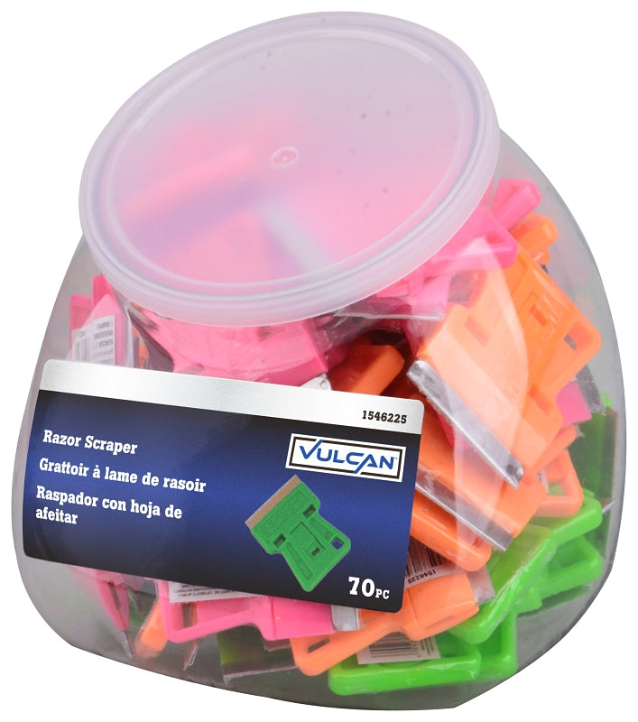 Vulcan Razor Blade Scraper Merchandiser, 1-1/2 in W Blade, Steel Blade, Plastic Handle, 2 in OAL