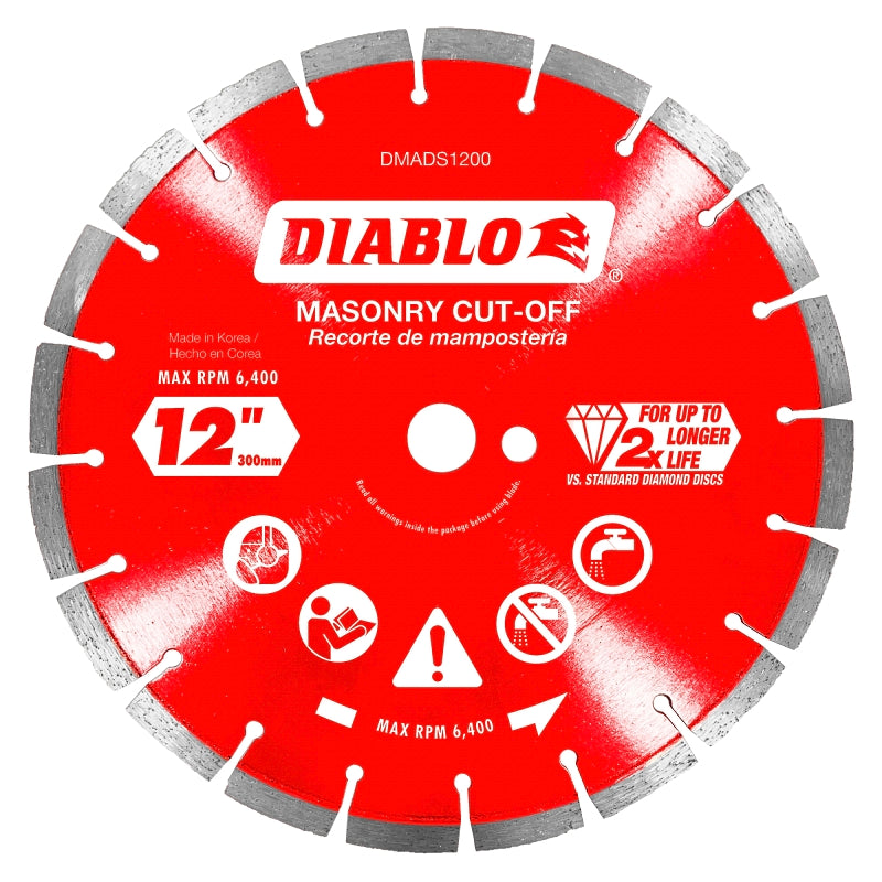 Diablo DMADS1200 Saw Blade, 12 in Dia, Segmented Rim, 1/PK