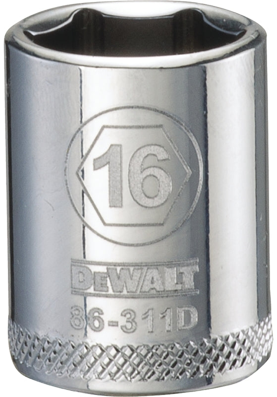 DeWALT DWMT86311OSP Hand Socket, 16 mm Socket, 3/8 in Drive, 6-Point, Vanadium Steel, Polished Chrome
