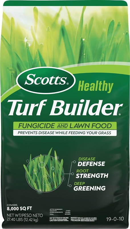 Scotts Healthy Turf Builder 26029 Fungicide and Lawn Food, Granular, Characteristic, Beige, 27.4 lb Bag