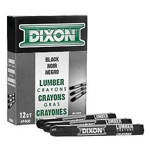 Dixon Ticonderoga 49400 Lumber Crayon, Black, 1/2 in Dia, 4-1/2 in L