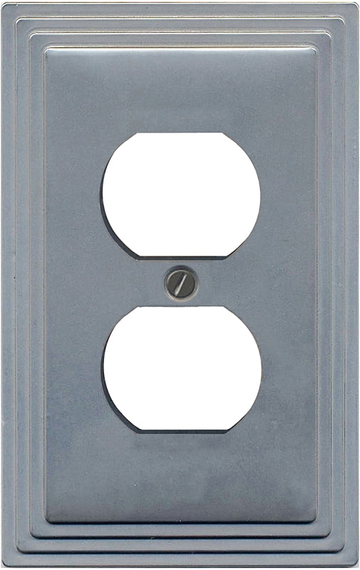 Atron 65D Wallplate, 4-3/4 in L, 3.13 in W, 1-Gang, Metal, Satin Nickel