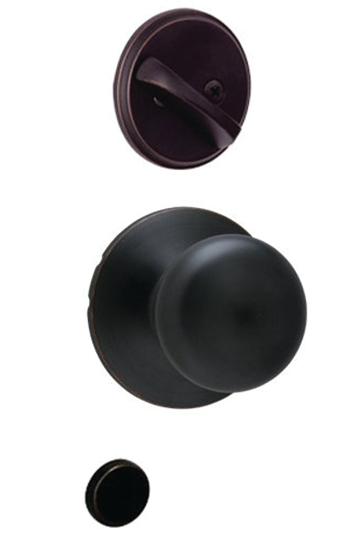 Schlage F Series F59PLY622 Handleset Interior Trim, 1 Grade, Mechanical Lock, Metal, Matte Black, Knob Handle