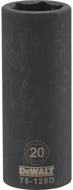DeWALT DWMT75128OSP Deep Impact Socket, 20 mm Socket, 1/2 in Drive, 6-Point, Steel, Black Oxide