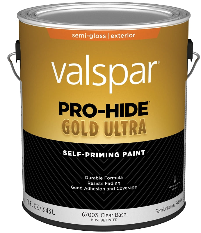 Valspar Pro-Hide Gold Ultra 6700 028.0067003.007 Latex Paint, Acrylic Base, Semi-Gloss Sheen, Clear Base, 1 gal